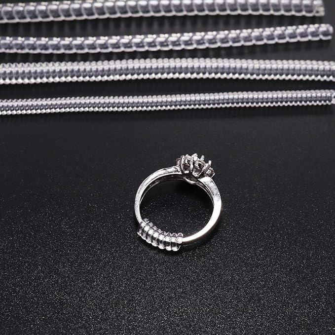1/4 PCS 10cm Transparent Invisible Ring Size Adjuster – Spiral Resizing Tightener Tool for Jewelry Rings