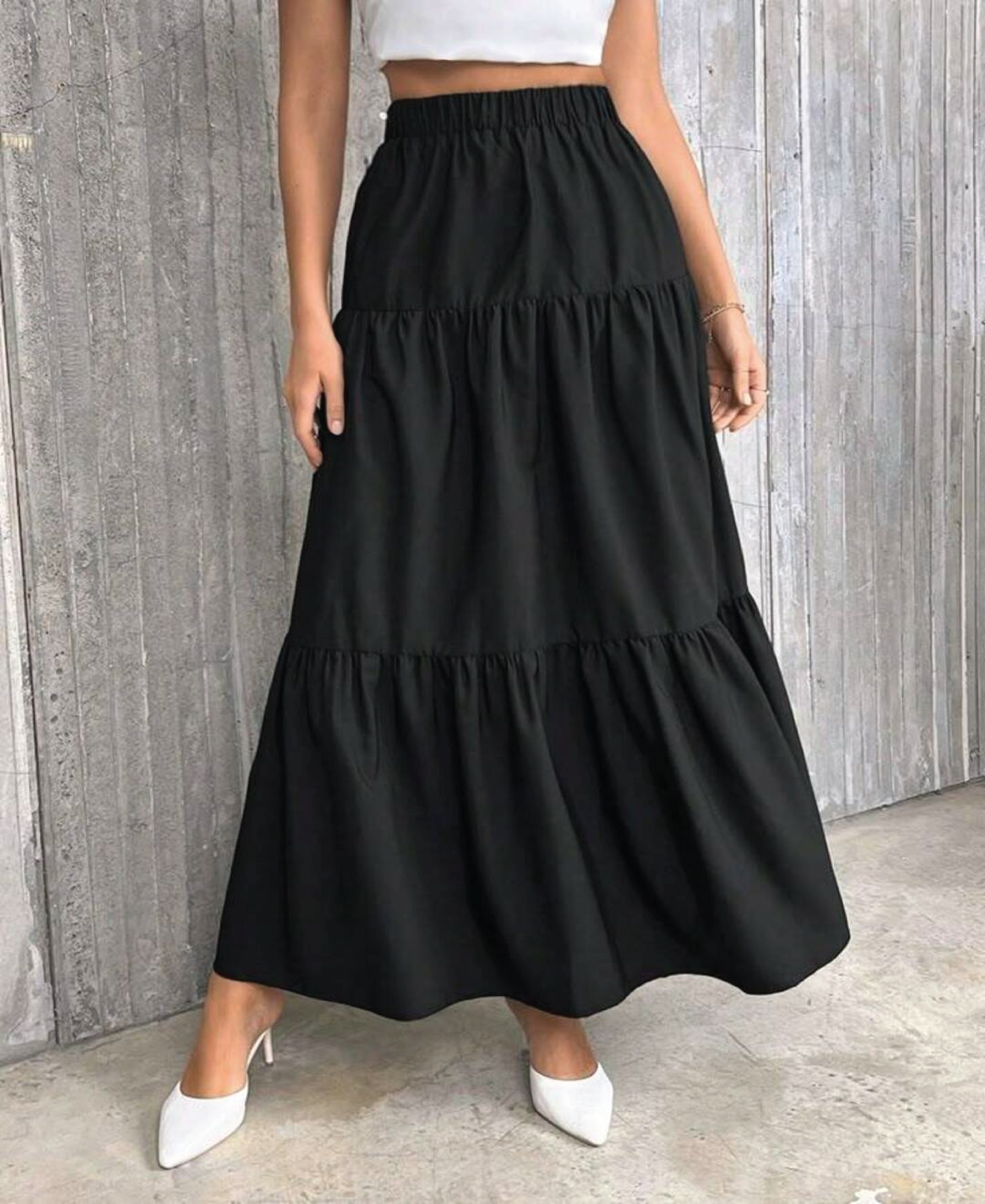 Premium Women’s Tiered Maxi Skirt - Elegant High-Waisted Flowy Long Skirt - Aesthetic Boho Streetwear Bottoms - Trendy Modest Flare Skirt for Women