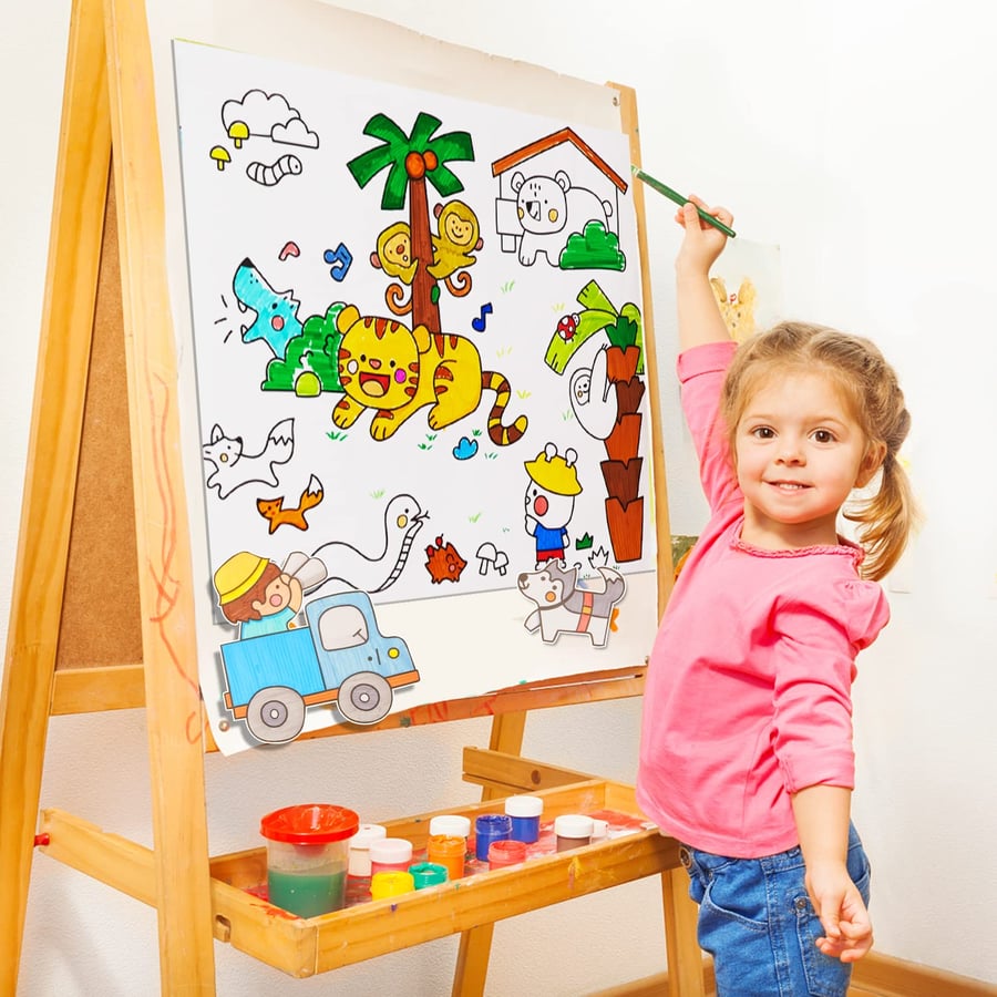 Children's Drawing Roll 30 CM , Coloring Paper Roll for Kids, Drawing Paper Roll DIY Painting Drawing Paper,Color Filling Paper, Sticky Drawing Paper Roll,Wall Coloring Stickers