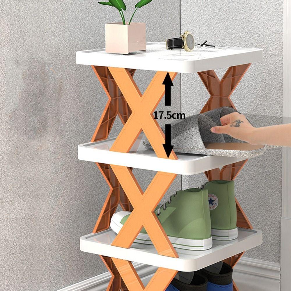Multipurpose Shoe Rack Organizer - Elegant Metal Shoe Organizer Rack with Adjustable Sections, Durable Stackable Shoe Storage Stand for Bedroom, Living Room, Closet - X-Shape, Water-Resistant