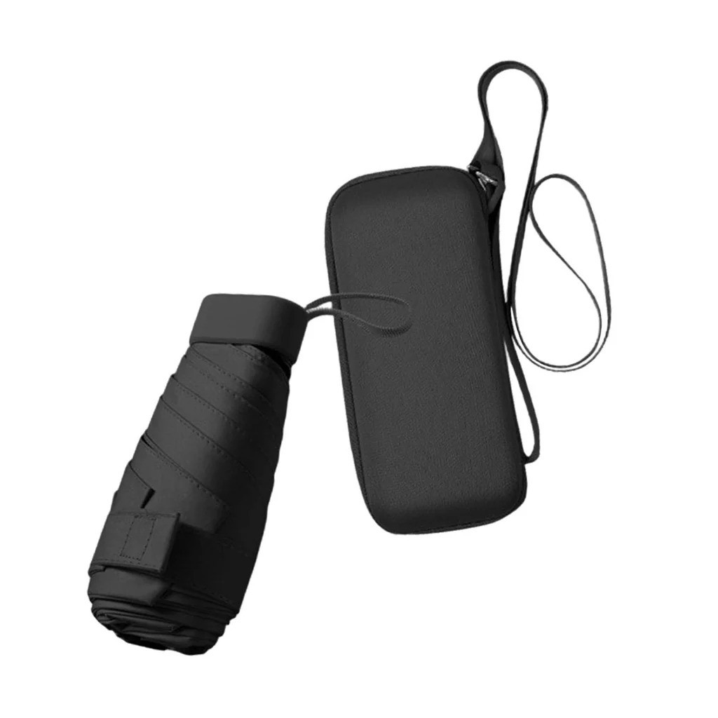 Pocket Umbrella with Case - Portable Compact Lightweight Durable Parasol Stylish Small Travel Umbrella for Rain & Sun Protection