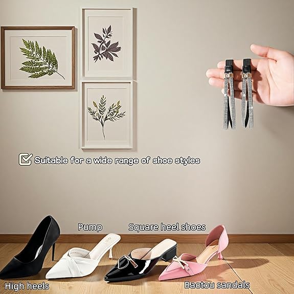 1 Pair High Heels Ankle Strap Crystal Diaond Shoe Lace Adjustable Elastic Band for Loose Heels, Flats & Sandals