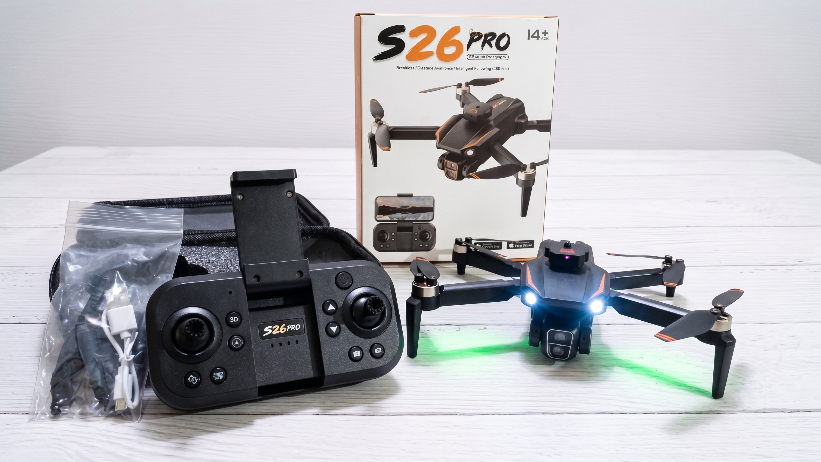 S26 Pro Drone with Dual Camera – Foldable WiFi FPV RC Quadcopter | 360 Laser Obstacle Avoidance| Brushless Motor Drone