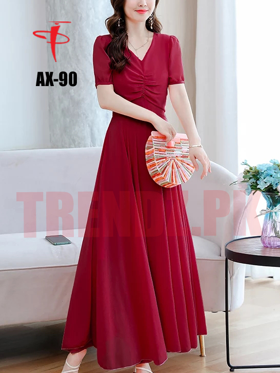 TRENDZ FASHION Swing Cocktail Wool Peach Material Stylish Maxi For Ladies AX-90