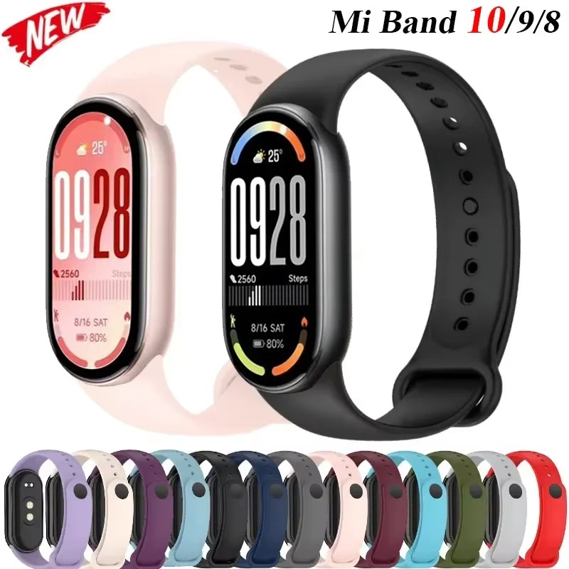 Replacement Soft Silicone Strap for Xiaomi Mi Band 10 9 8 Sports Wristband Smart Bracelet Band (WATCH IS NOT INCLUDED)