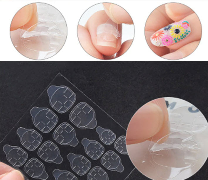 12 Pcs Nail Extension Stick Tools Transparent Double Side Adhesive Tapes Glue Sticker