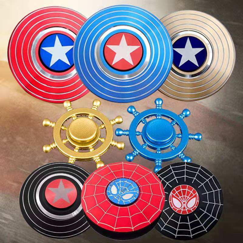 Random Character Marvel Fidget Spinner Vertigo Shield Stress Relief Toy Fidget American Captain Fingertip Gyro Shield Alloy Gyro Spinner Decompression Toy Fidget Spinner Hobbies For Adults- Red Captain America | Buy2Enjoy