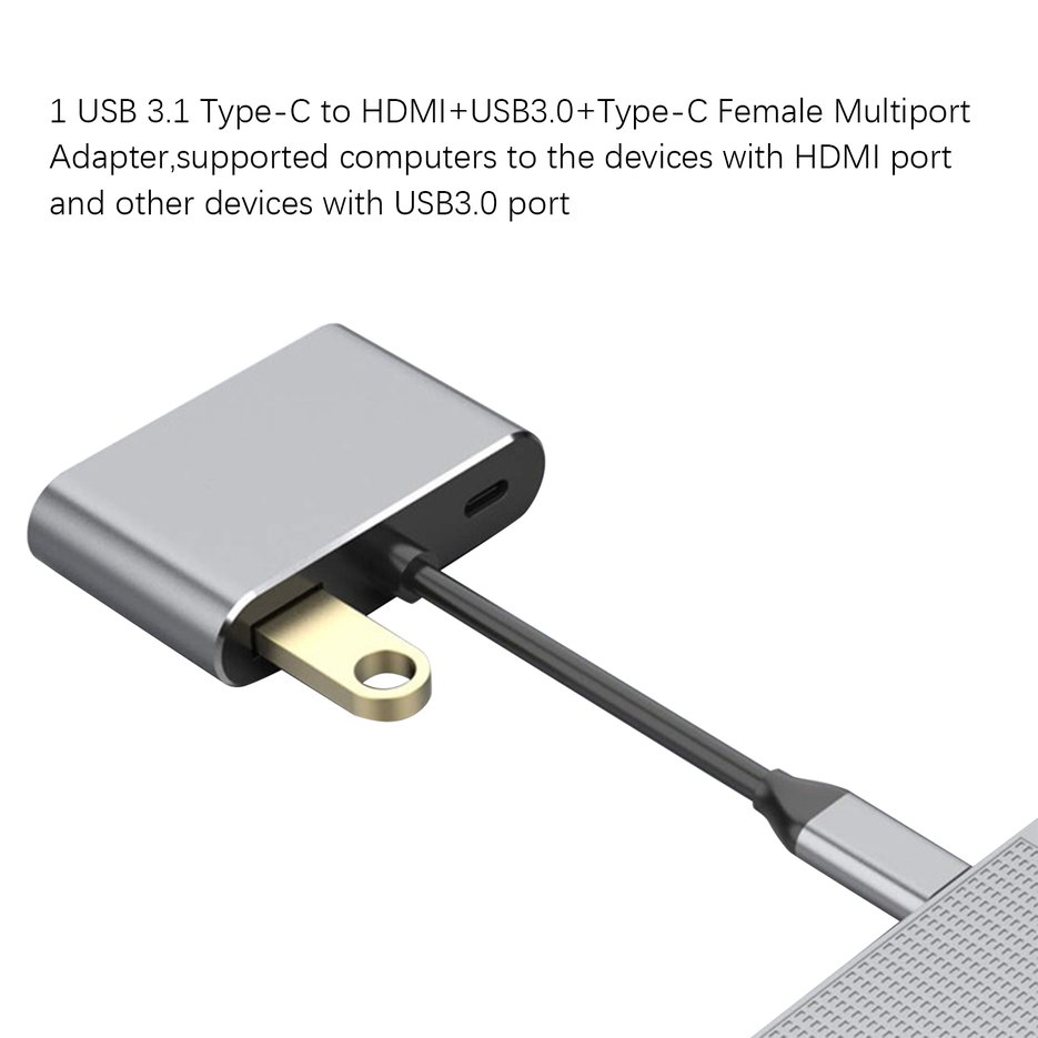  WISYIFIL USB C to HDMI Adapter,USB 3.1Type-C Converter to HDMI  4K+USB 3.0+USB-C Charging Port 3 in 1 Hub,USB-C Digital AV Multiport  Adapter for MacBook Pro/iPad Pro/Switch/S8+/S9+/Projector/Monitor :  Electronics