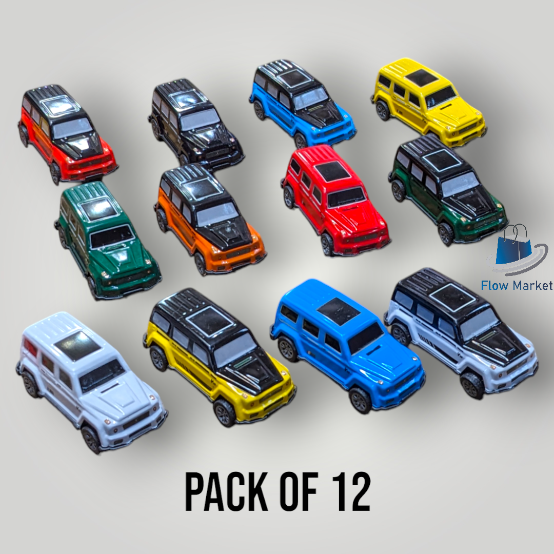 Pack of 12 Mercedes Benz AMG Tin Metal Body Car Jeep Pull Back Die Cast Model Mercedes Benz G Class Wagon Toy Car For Kids 1'64 Scale High Quality Car Diecast Metal Cars Toys Vehicles For Kid, Metal Auto Racing Cars Children Toys Gifts