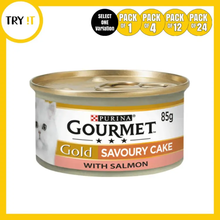 Gourmet Gold Tin Cat Savoury Cake with Salmon 85gm Cat Food