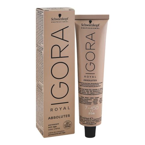 Igora Royal Absolutes Age Blend Hair Colour, 7-450 Medium Blonde Beige Gold | Hair Treatment Care | Original