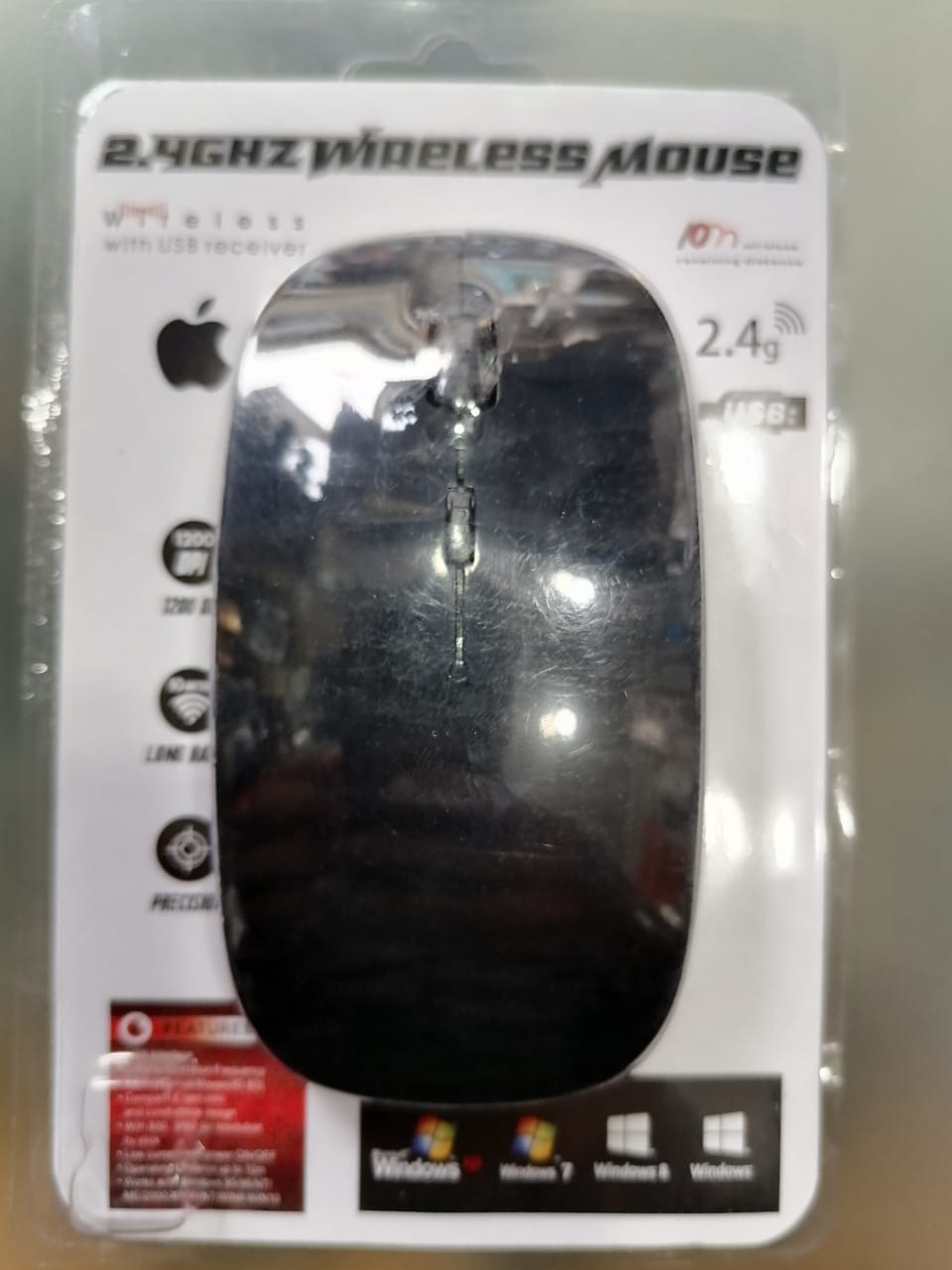 Macaron Optical Wireless Optical Mouse 2.4-Ghz With Nano Receiver - Black