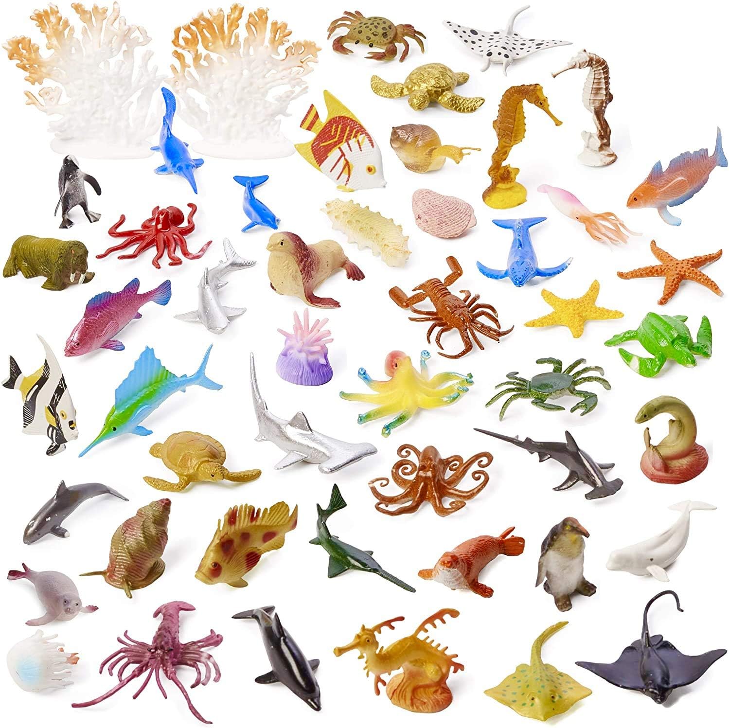 12 / 24 Pcs - Sea Animal Kingdom Action Figure Under Water Character Ocean Creatures Toy Set - Wild Fishes Animals Jungle Zoo - Big Large Size Animal For Kids Boys Girls Baby Toys Silicone Soft Rubber Fish World