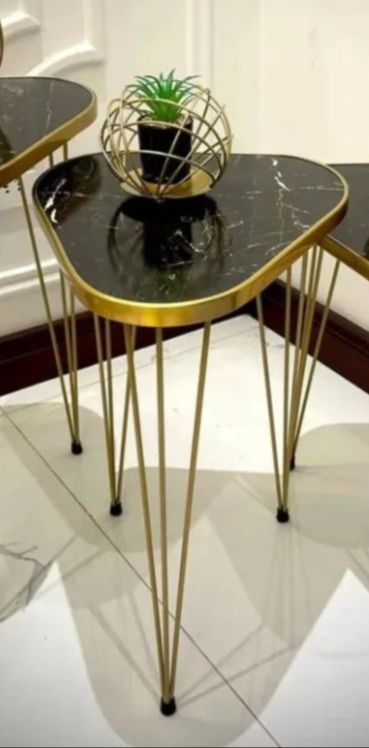 1 Pcs / Set of 3 Round Coffee Table HIGH Gloss Nesting End Tables - Round Wood Stacking Coffee Side Accent Tables with Metal Legs - Coffee Table - Side Table - Study Table -  Sturdy Easy Assembly - 3 Piece Modern Nesting Table