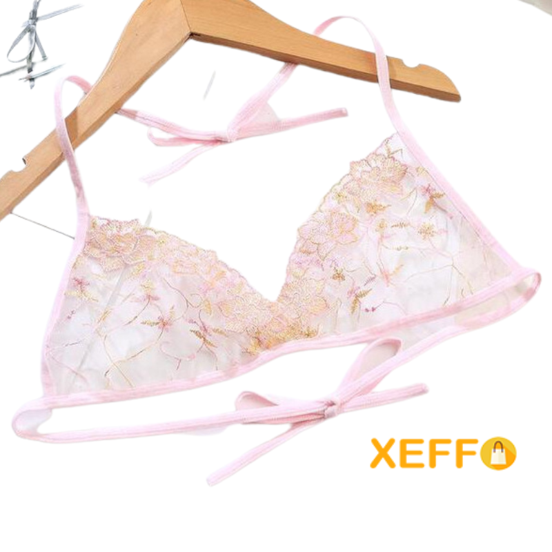 Xeffo Women Lingerie Push Up embroidery Bra Transparent lace women  lingerie/ girls transparent bra