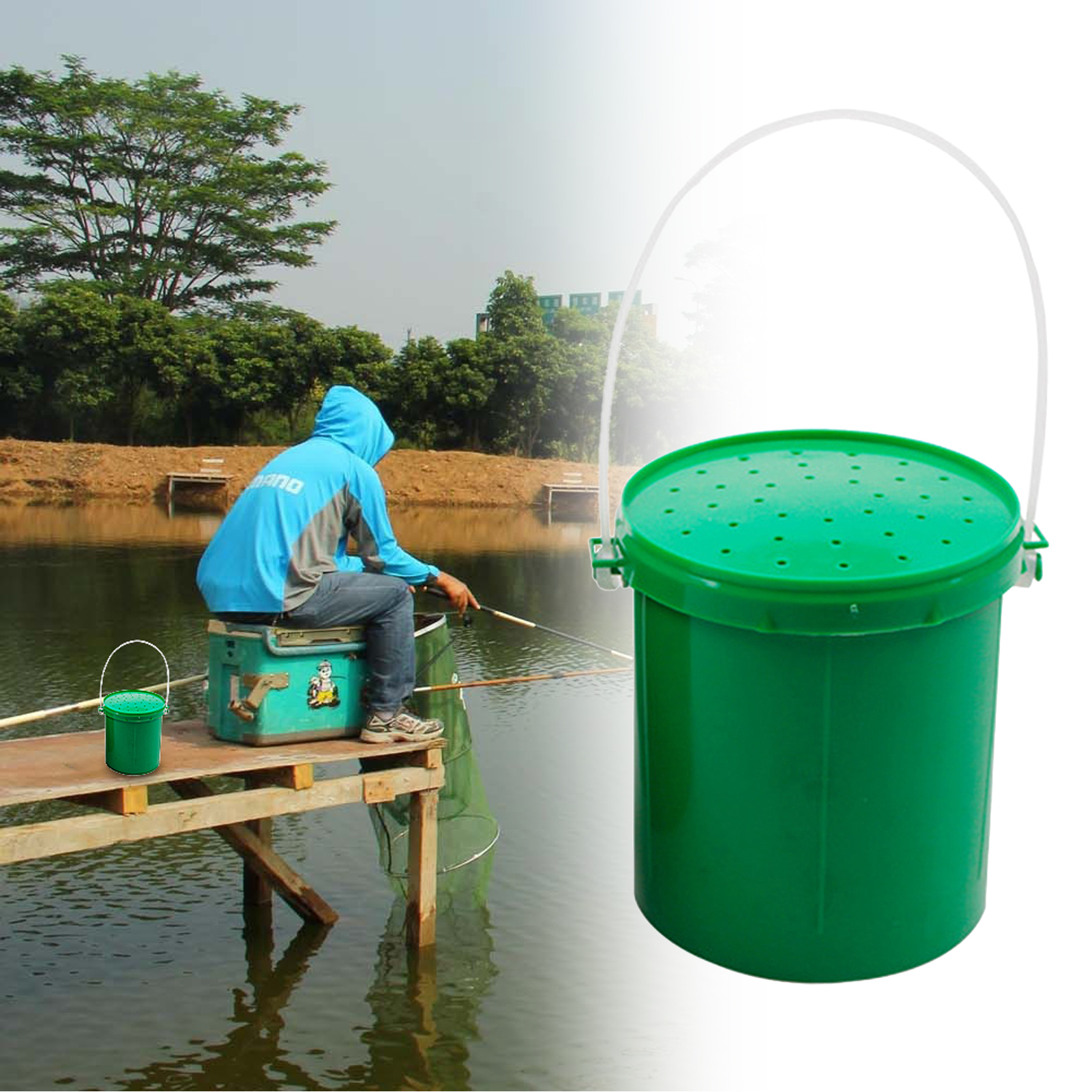 Live Worm Bucket Plastic Live Lure Bucket Green Easily Clean Modern Worm  Bait Bucket With Handle Design, Diy Live Bait Bucket