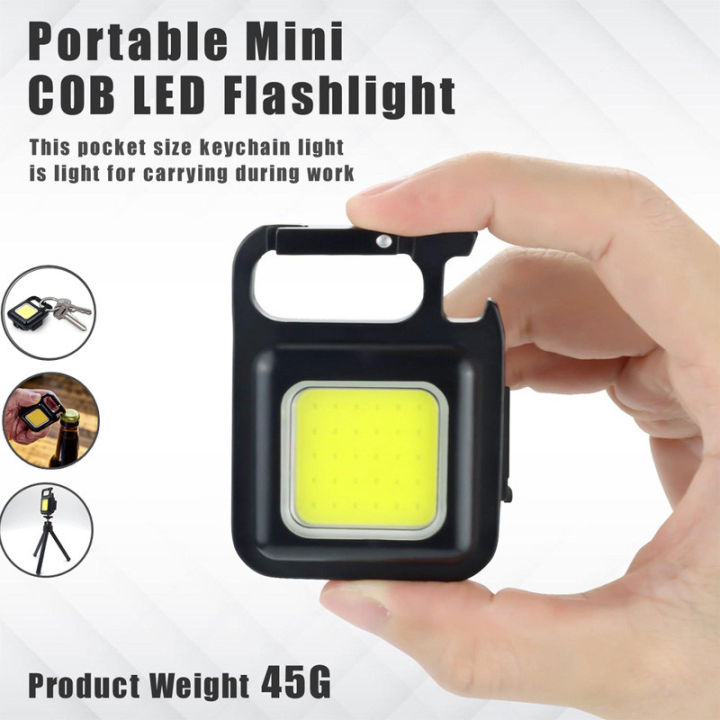COB Small Flashlight, Keychain Work Light, USB Rechargeable, Mini LED Handheld t, 3 Light Modes Portable Pocket Light for Gift, Camping Emergency Fishing, Aluminum