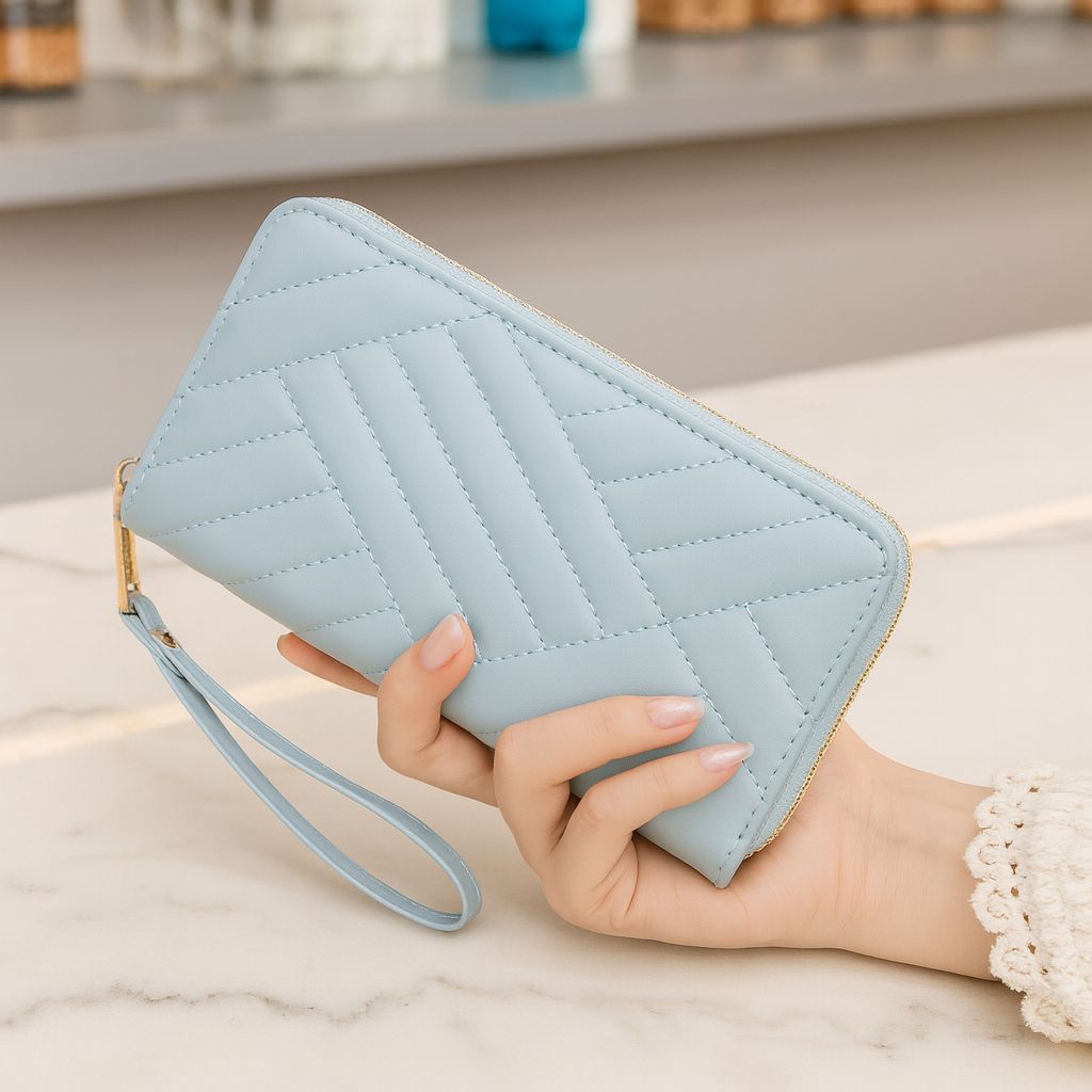 Premium Women’s Fashion Wallet – Multi-Color PU Leather Long Purse with Zipper & Charm