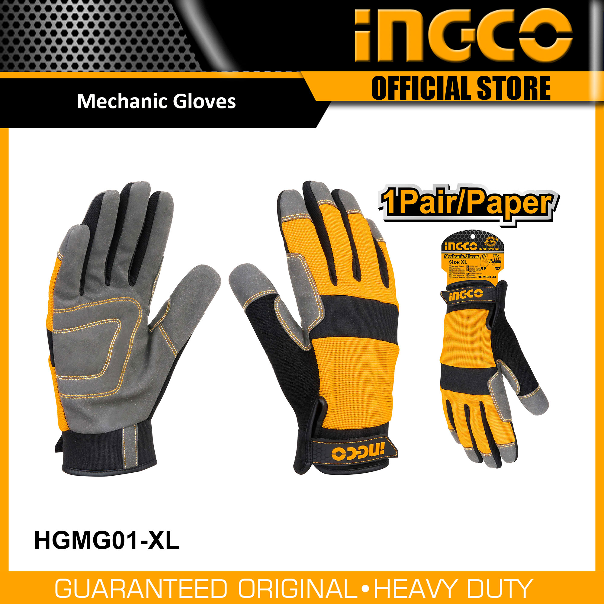 INGCO Mechanic Gloves XL Size for Men's Extra Large Hand