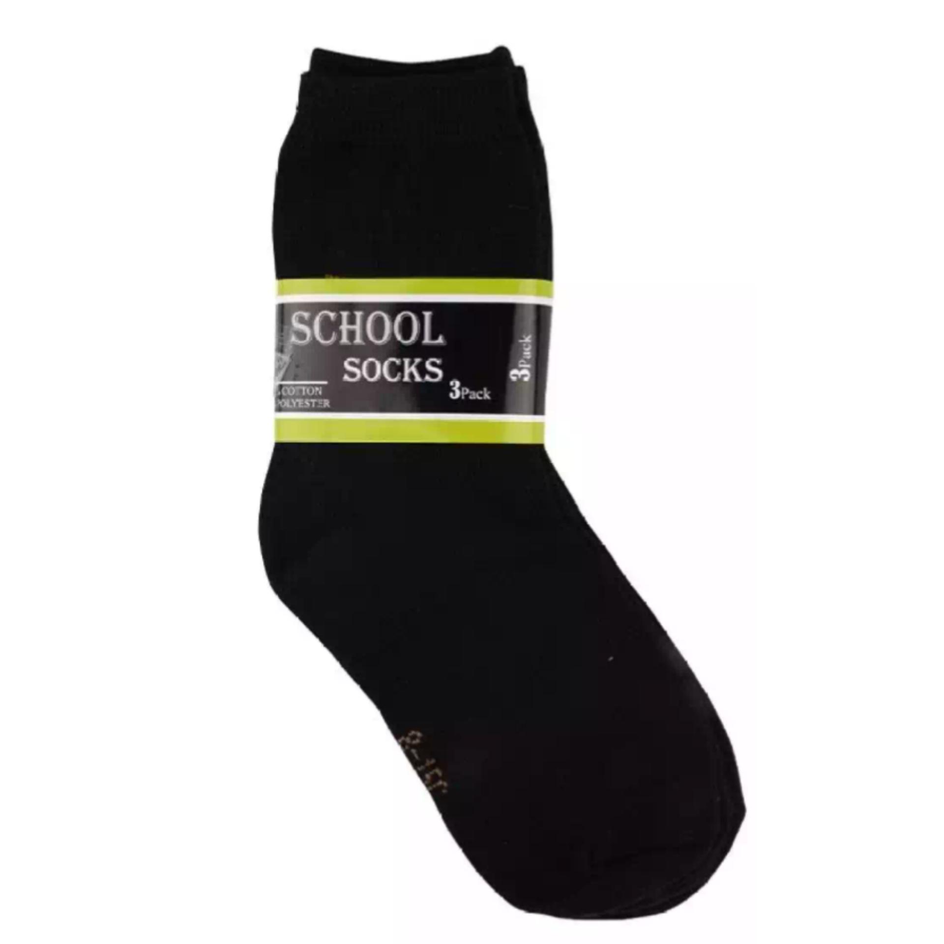 School socks for kids black colour pack of three