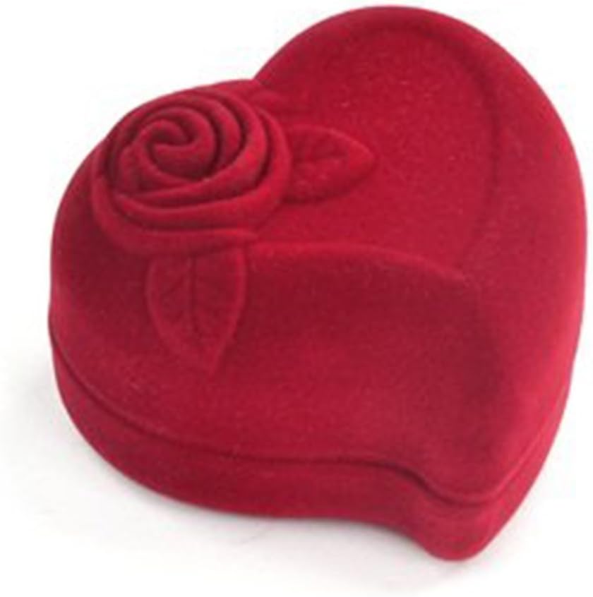 Luxury Red Velvet Love Heart Shaped Wedding, Engagement, Proposal Ring Box