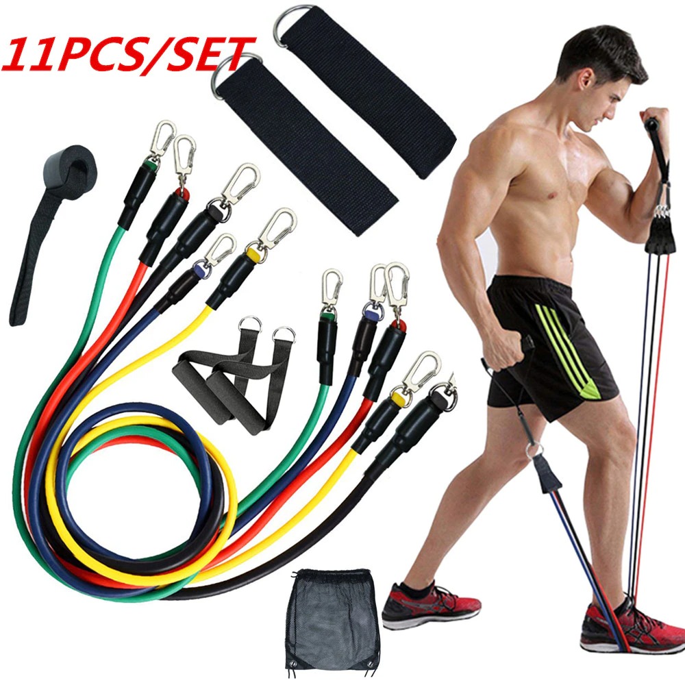 11 Pcs Power Resistance Band Set for Men & Women – Exercise Bands for Home & Gym Workouts, Muscle Building, Yoga & Pull Up Training with Door Anchor