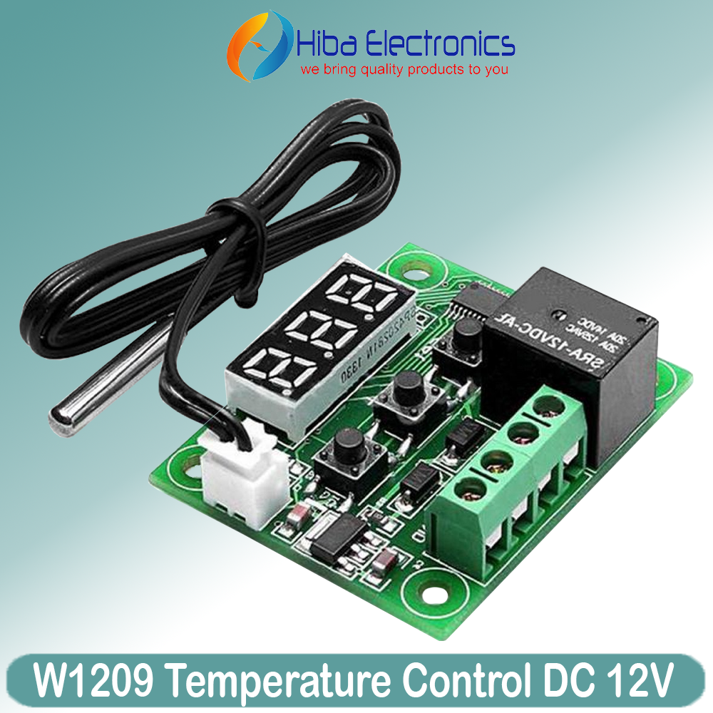W1209 Digital Temperature Controller Module DC 12V with Waterproof Sensor, 20A Relay & LED Display