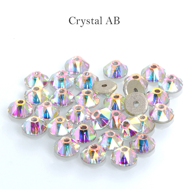 1000pcs 4mm Round Sew On Stone Crystal Color XILION Lochrose Sew On Rhinestone with One Hole for Wedding Dress