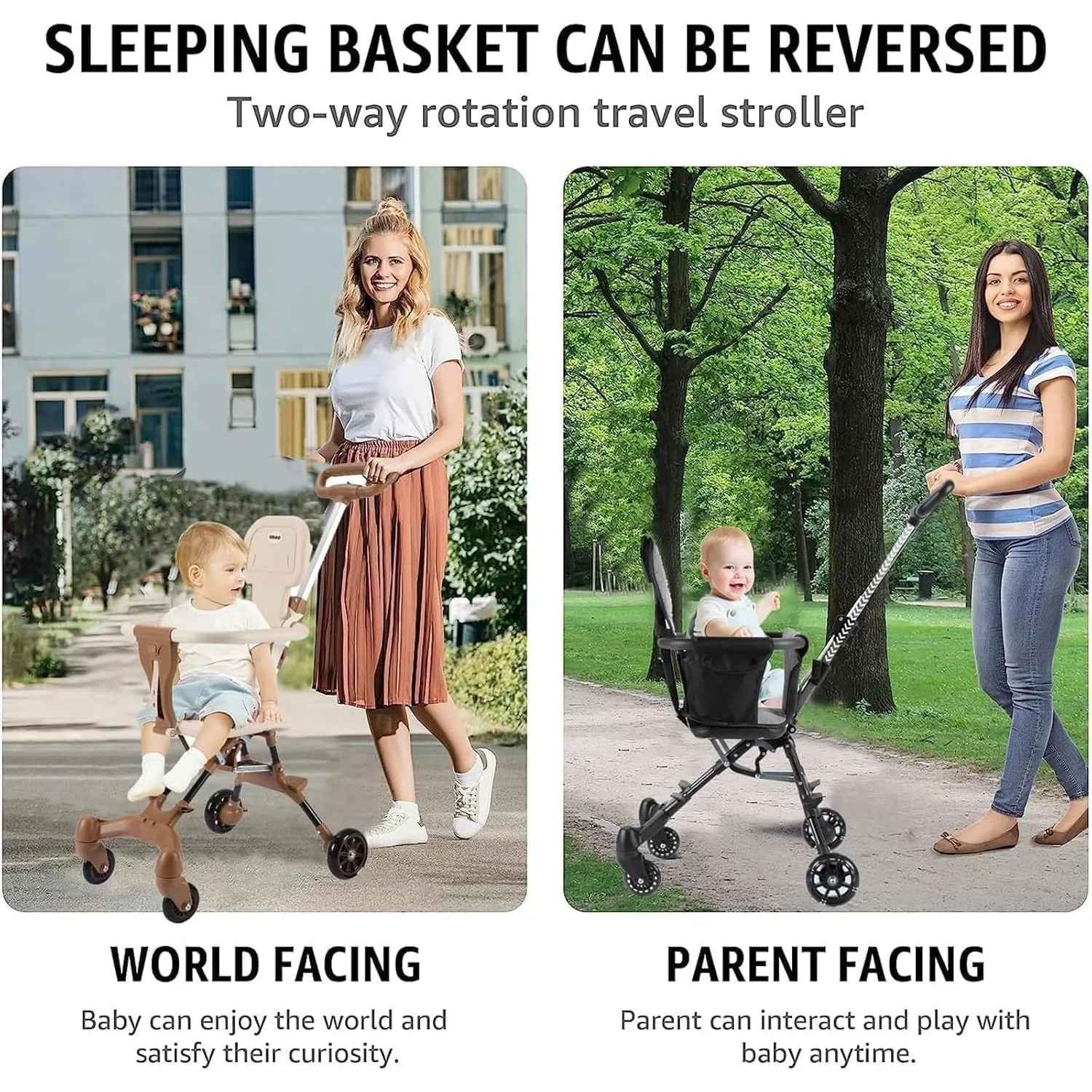 Imported Lightwieght Baby Stroller Reversible Two-Way Stroller Foldable Portable Stroller For Setting,Lying,Outdoor