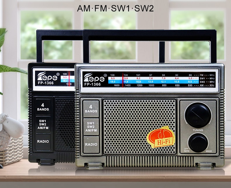 Portable 4 BAND AC/DC RADIO (AM/FM/SW1/SW2) Outdoor Radio Speaker Good Signals and Strong Reception