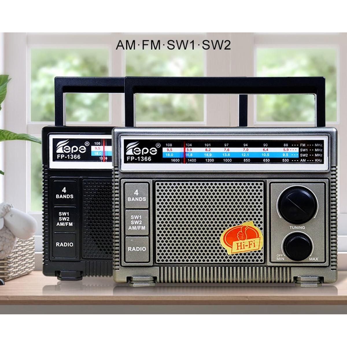 Portable 4 BAND AC/DC RADIO (AM/FM/SW1/SW2) Outdoor Radio Speaker Good Signals and Strong Reception