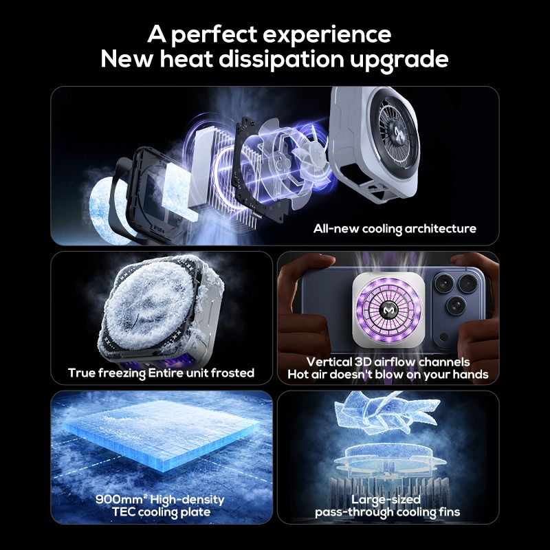 Memo CX21 Mobile Phone Cooler | Semiconductor Cooling Fan for Gaming | Portable Radiator Silent Fast Cooling Heat Sink