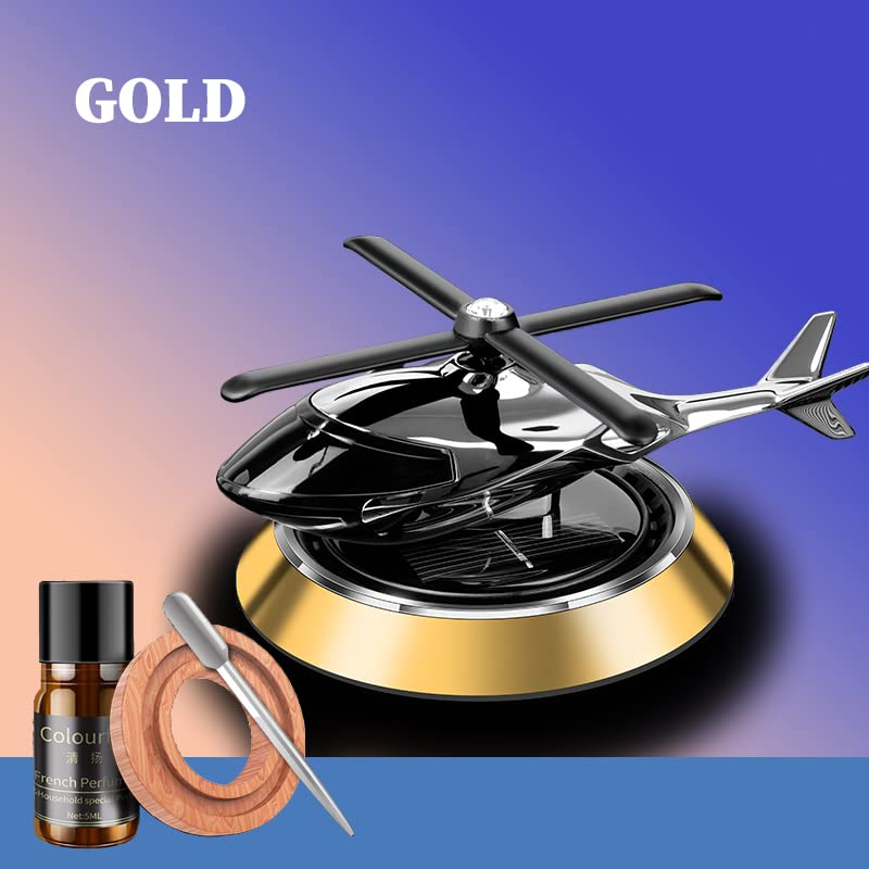 Silver Color Car Aroma Diffuser Air Freshener Perfume Solar Powered Car Dashboard Helicopter With Refill