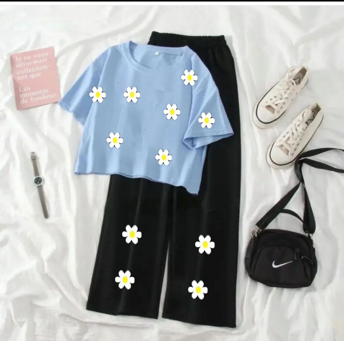 Comfortable Crop Top and Flapper Trouser Combo for Women and Girls