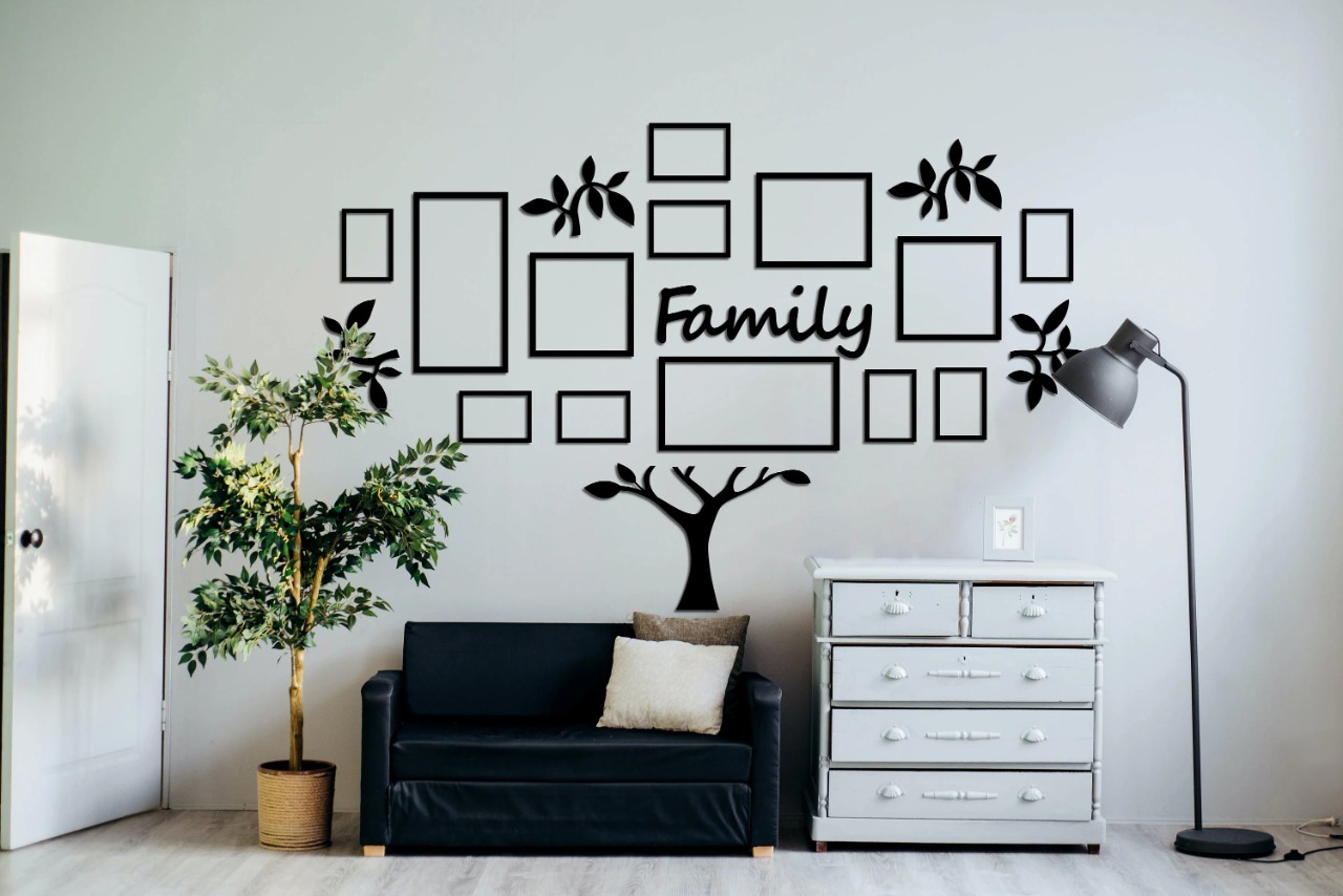Big Family Tree 3D Wooden Photo Frame Wall Art with 13 Removable Frames, 36 x 36 Inches, Modern Acrylic Finish, Durable and Reusable Home Decor