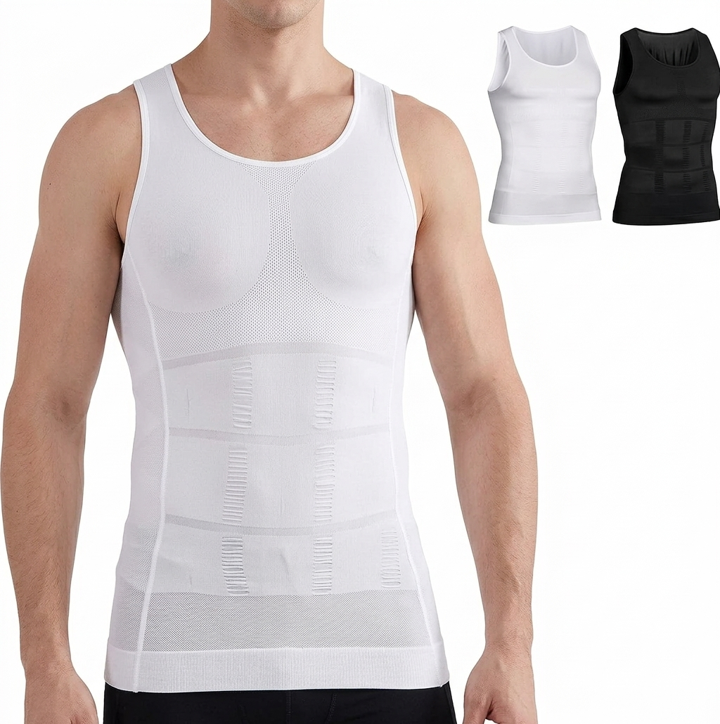 Men's Slimming Compression Body Shaper Vest | Tummy Control Slim Fit Tank Top | Chest & Waist Shaper | Breathable Seamless Shapewear for Men