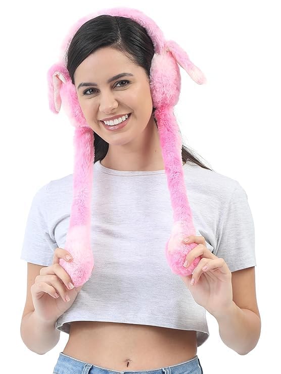 Kids Winter Earmuffs – Chu Chu Sounds Moving Bunny Ear Muffs for Winter – Soft Warm Plush Faux Fur Ear Warmers for Kids, Girls & Boys – Rabbit Ear Headband (Multicolor)