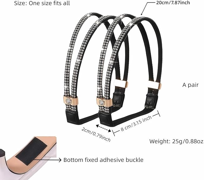 1 Pair High Heels Ankle Strap Crystal Diaond Shoe Lace Adjustable Elastic Band for Loose Heels, Flats & Sandals