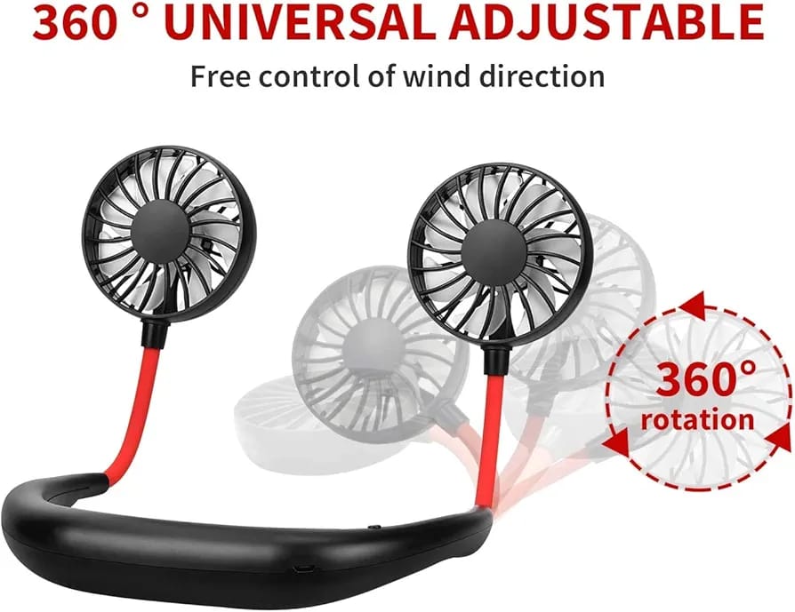 USB Neckband Fan Mini Hand Free Personal, Rechargeable ...
