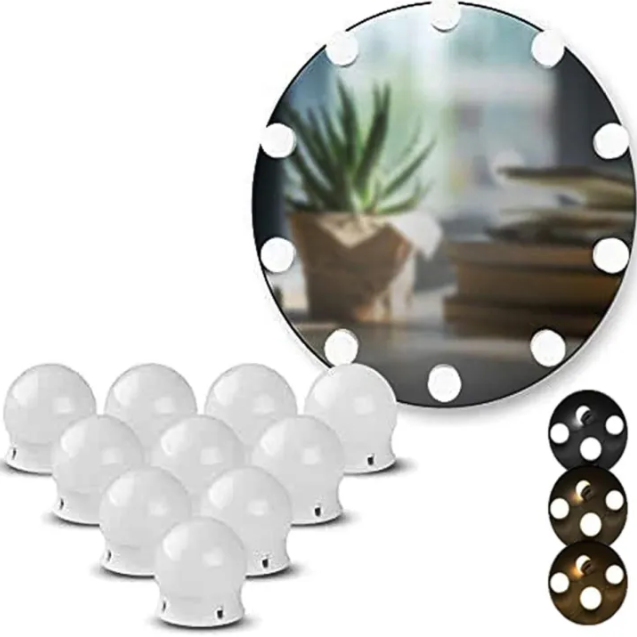Vanity Lights for Mirror Dimmable Mirror Lights Stick On, 3 Colors Makeup Light, Makeup Mirror Lights, Vanity Lighting Fixtures, USB Powered Vanity Lights for Mirror, 3 Colors Hollywood Style LED Makeup Mirror Lights