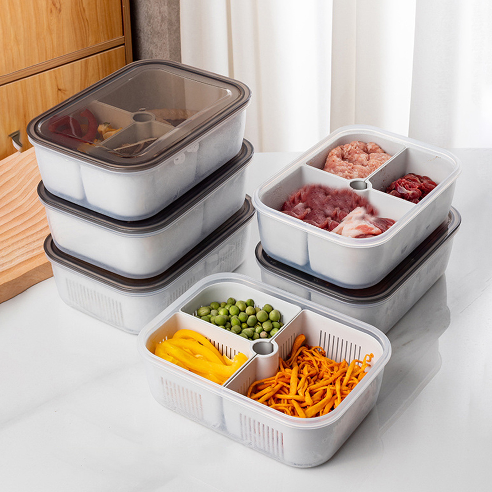 Drain Seal Box Stackable Food Crisper With Lid Multifunctional Refrigerator Organizer Versatile Snack Food Container