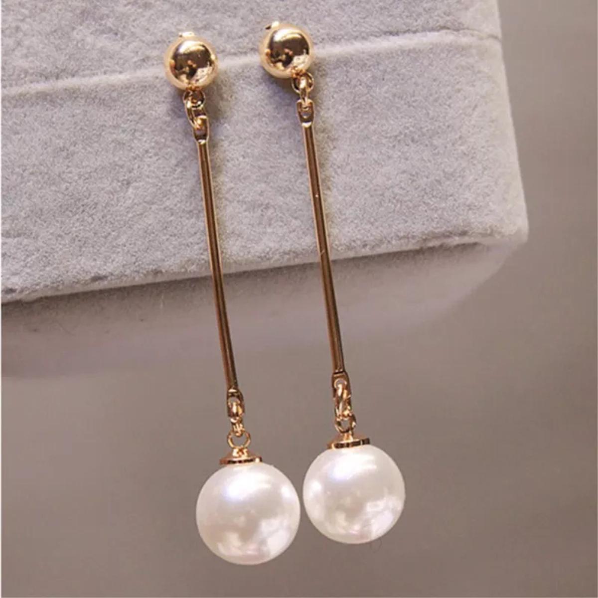 Soomas Jewels Long Pearl Earrings For Girls Trendy Fashion Women Stud Earrings