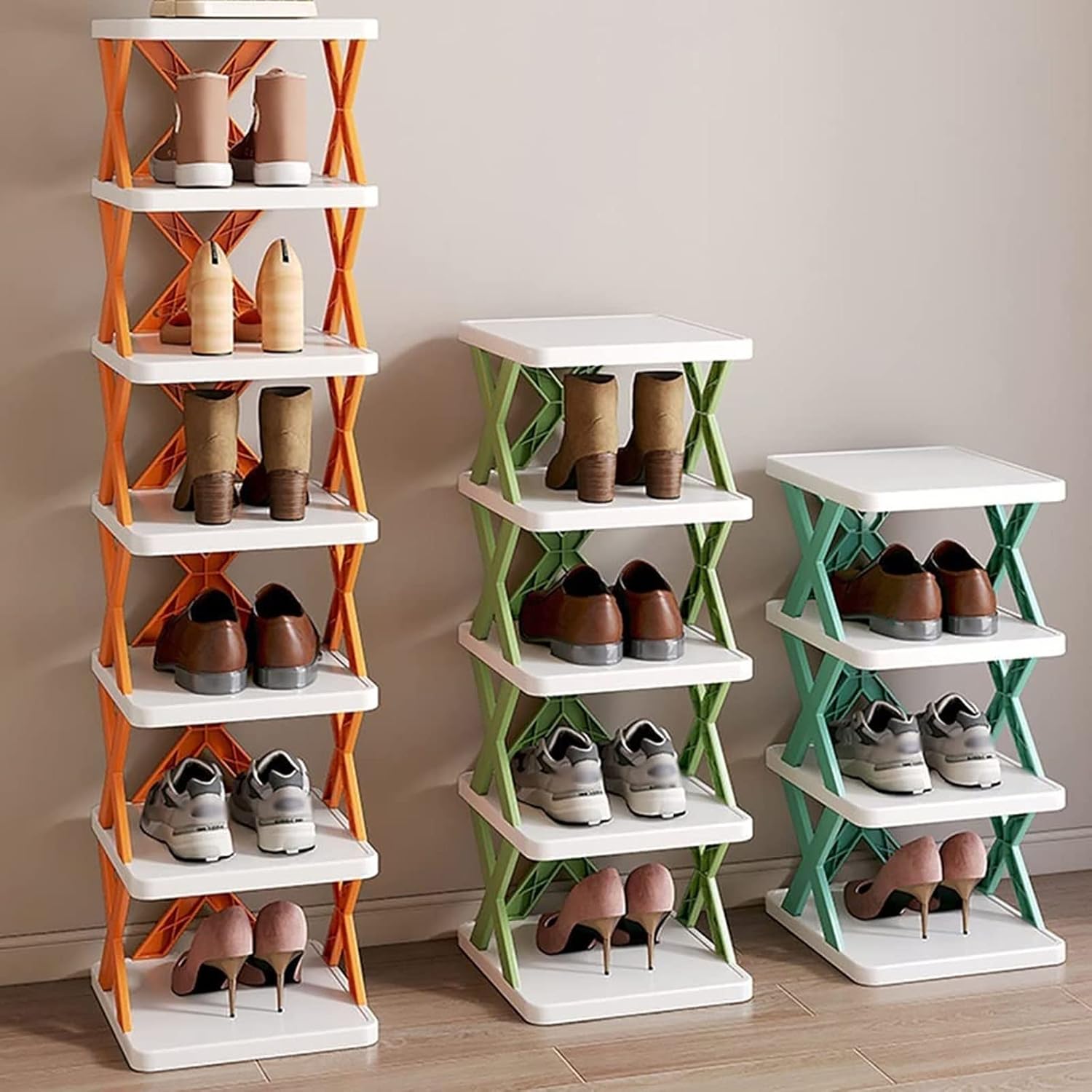 Space Saving Corner Shoe Rack Organizer - 4,5,6 Tier Sturdy Plastic Shelf for Shoes & Boots, Multi-Purpose Storage for Entryway, Closet, Garage, Living Room, Shoes Organizer Storage, Closet Organization, Home Organizers, Shoe Storage