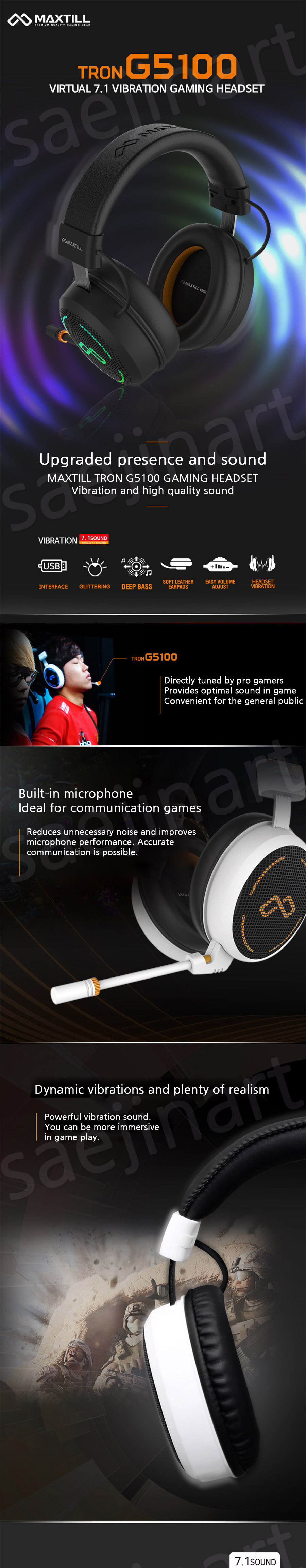 Gaming Headphone Maxtill Tron G5100 Sv Virtual 7 1ch 3d Ccw Cw Surround Vibration Mic Korean Xbox Ps4 Pc Buy Online At Best Prices In Pakistan Daraz Pk