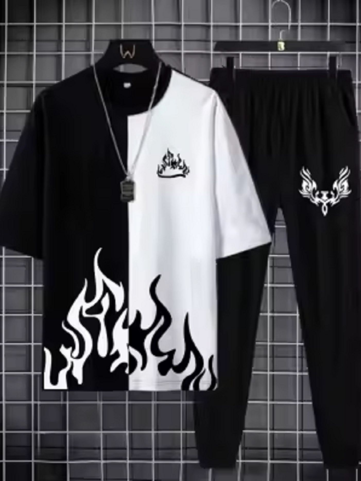 New trendy fired printed summer tracksuit for men and boys