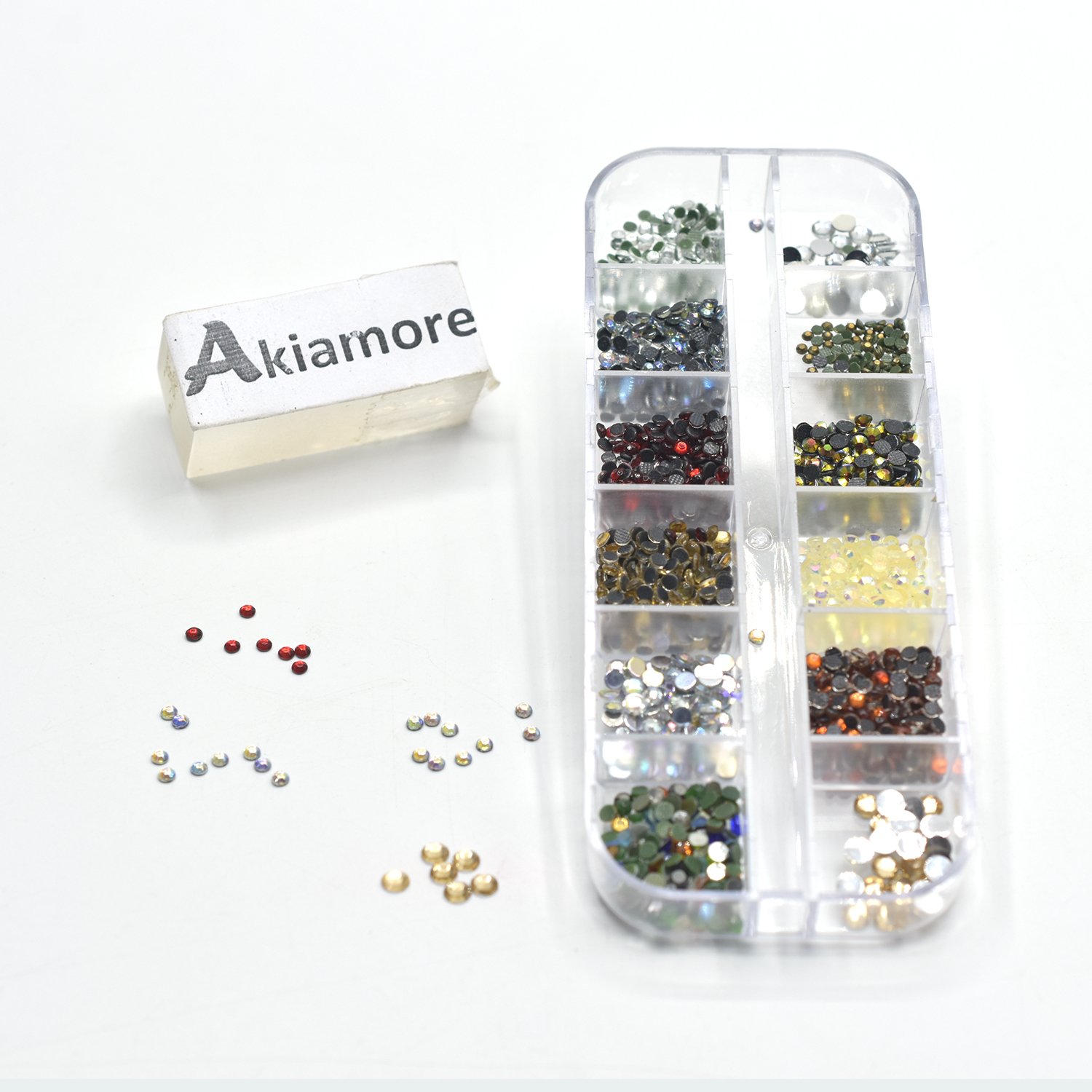 Rhinestones Nail Decoration Round Colorful Glitters With Hard Case DIY Nail Art Decorations