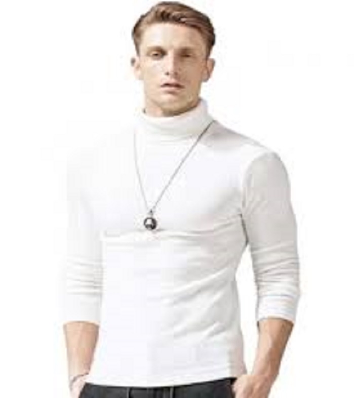 Premium High Neck Black Full Sleeve Pullover Stretchable Ribbed Cotton & Lycra T-Shirt Turtleneck Tops Sweatshirt Winter Warm Free Size Every Fitter Special offer InnerWear