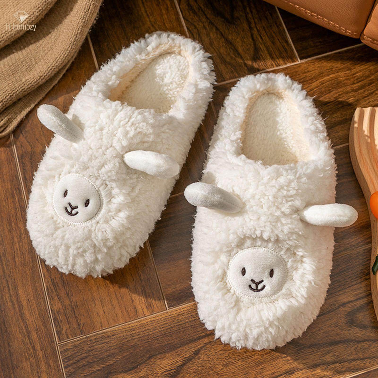 Fashion Winter Slippers Cute Home Shoes Plush Slipper Women House Slippers  Anti Slip, Soft Comfortable, for Travel Hotel Bedroom Costume SPA , 40-41