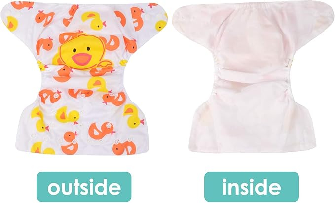 Adjustable All-in-One Cloth Diaper with Absorbent Inserts, Waterproof, Washable, Reusable for 0- 60 Months
