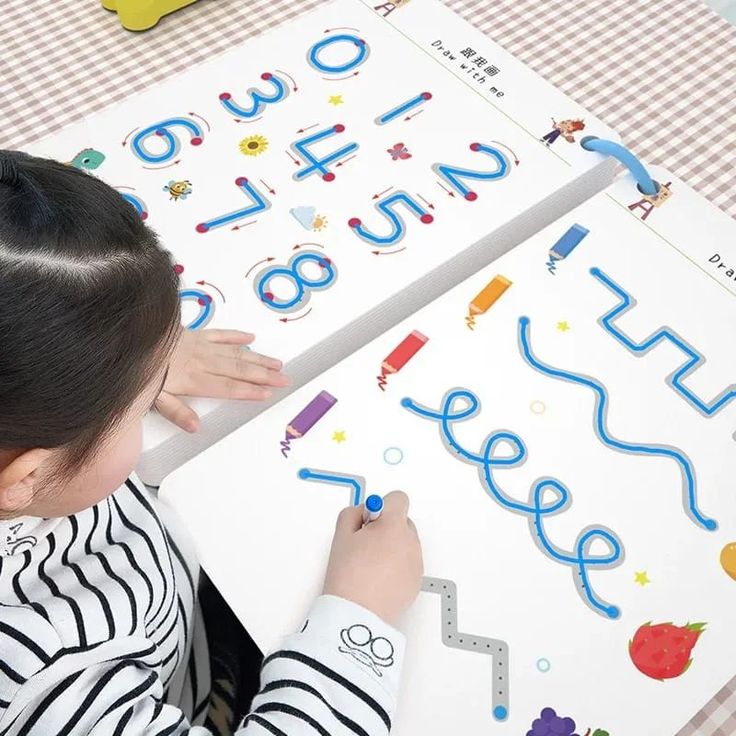 64 Page Children Tracing Book For Kids Training Coloring Erasable Writing Materials Kid Educational Pen Control Kindergarten Rewritable Practice Digital Concentration Early Education Thinking Entry Basic Card Preschool Toys Magic Workbook Learning